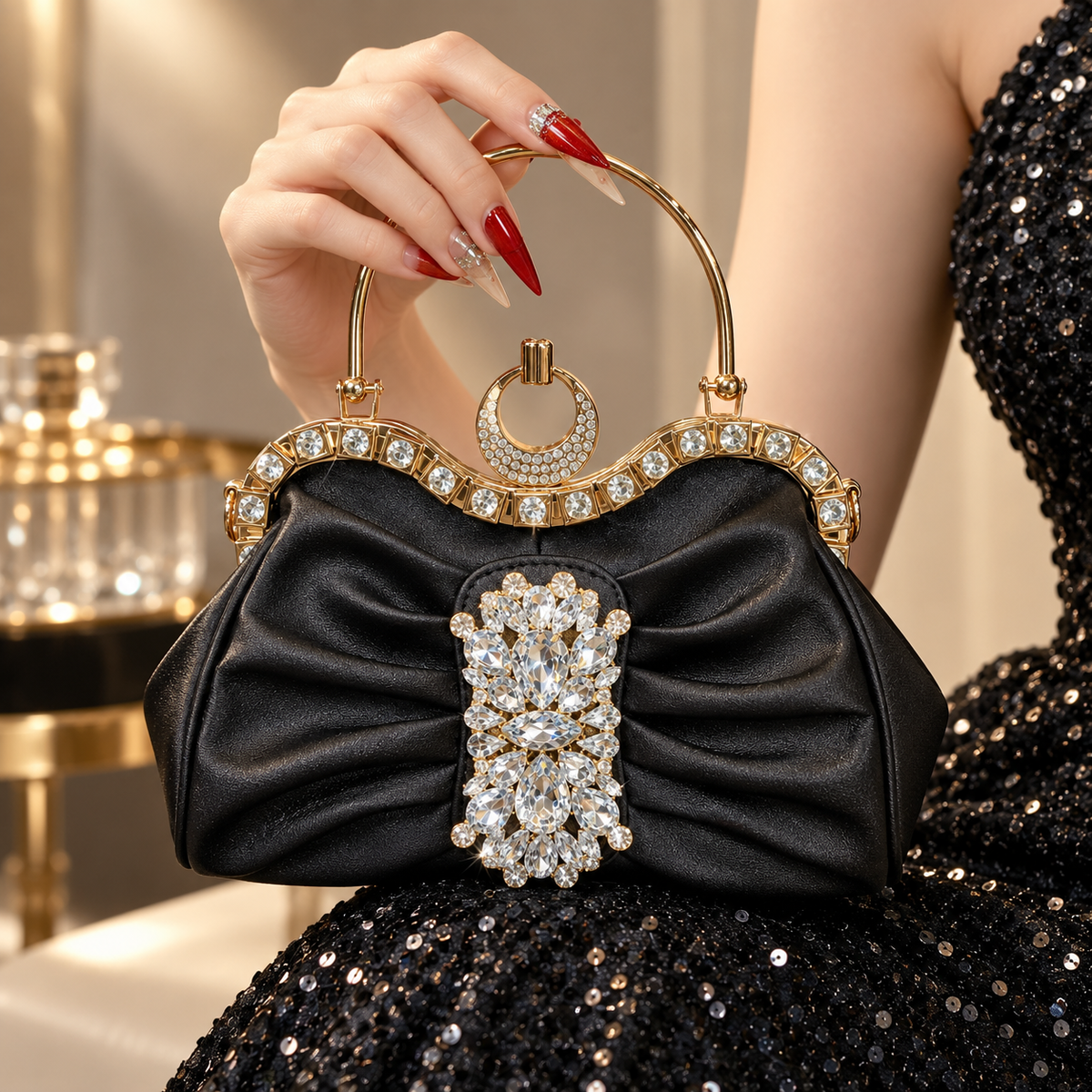 Isabella Crystal Embellished Evening Clutch Bag