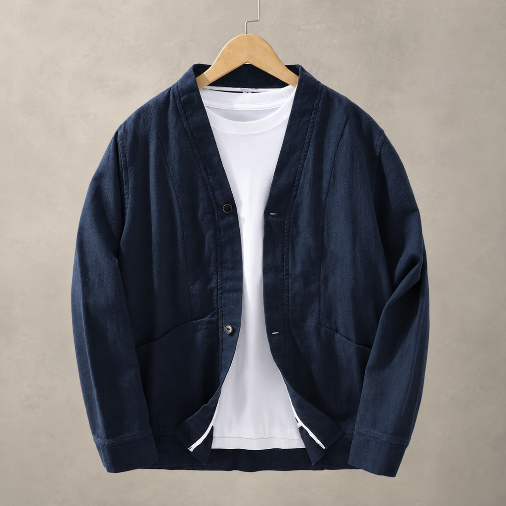 Caleb Collarless Button-Front Jacket