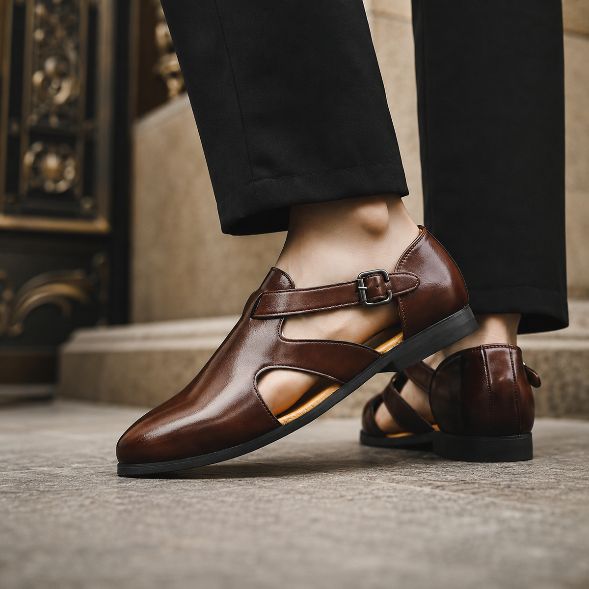 Logan Genuine Leather Closed-Toe Sandals