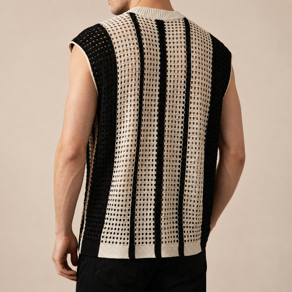 Nolan Men’s Open-Knit Striped Vest