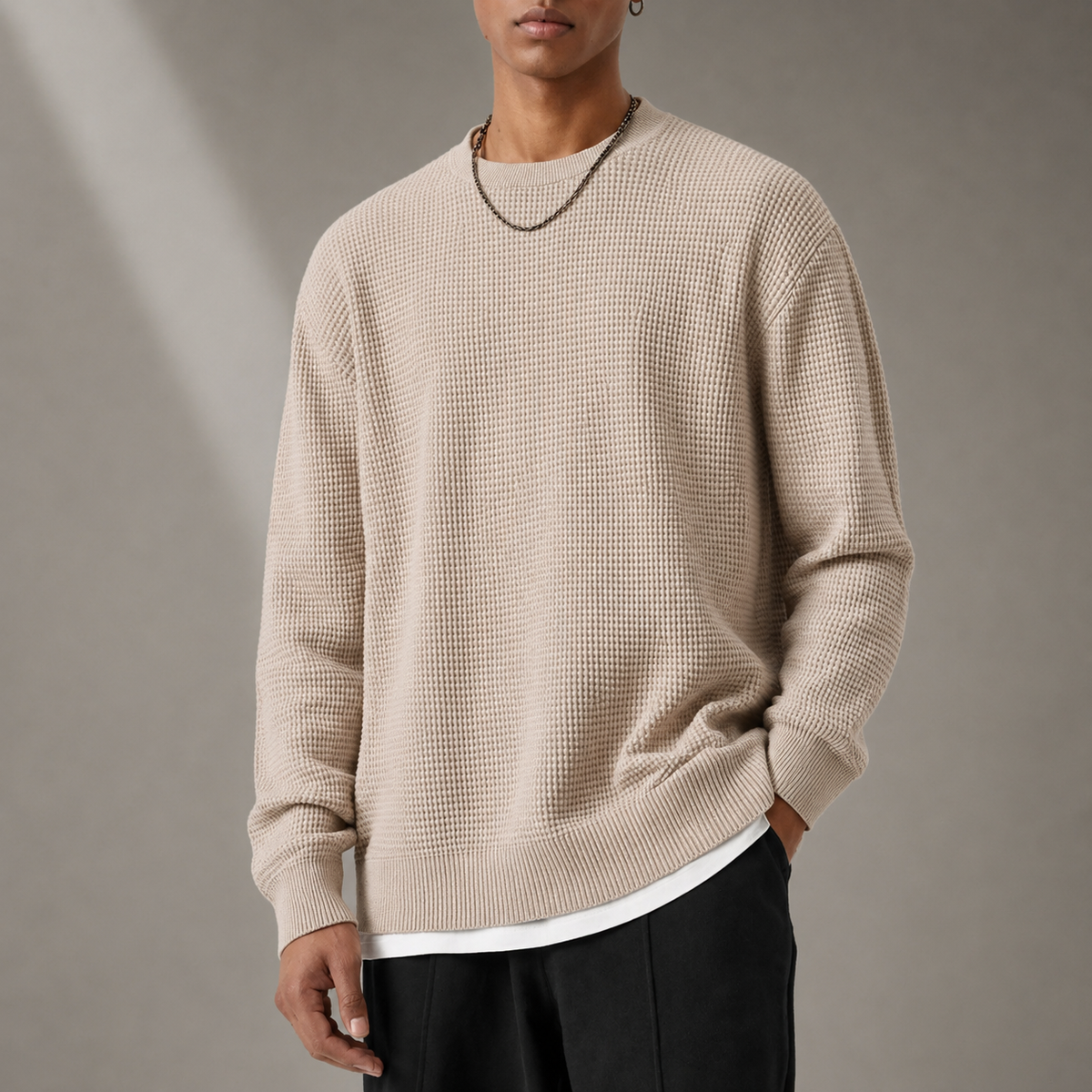 Adrian Men’s Textured Crew Neck Knit Sweater
