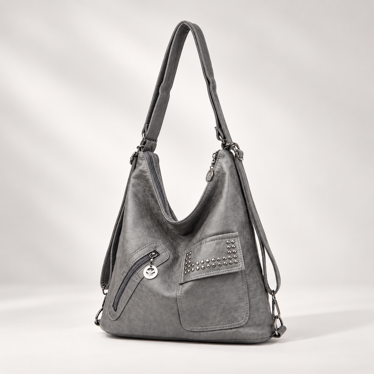 Elodie Women’s Hobo Shoulder Bag with Studded Pockets