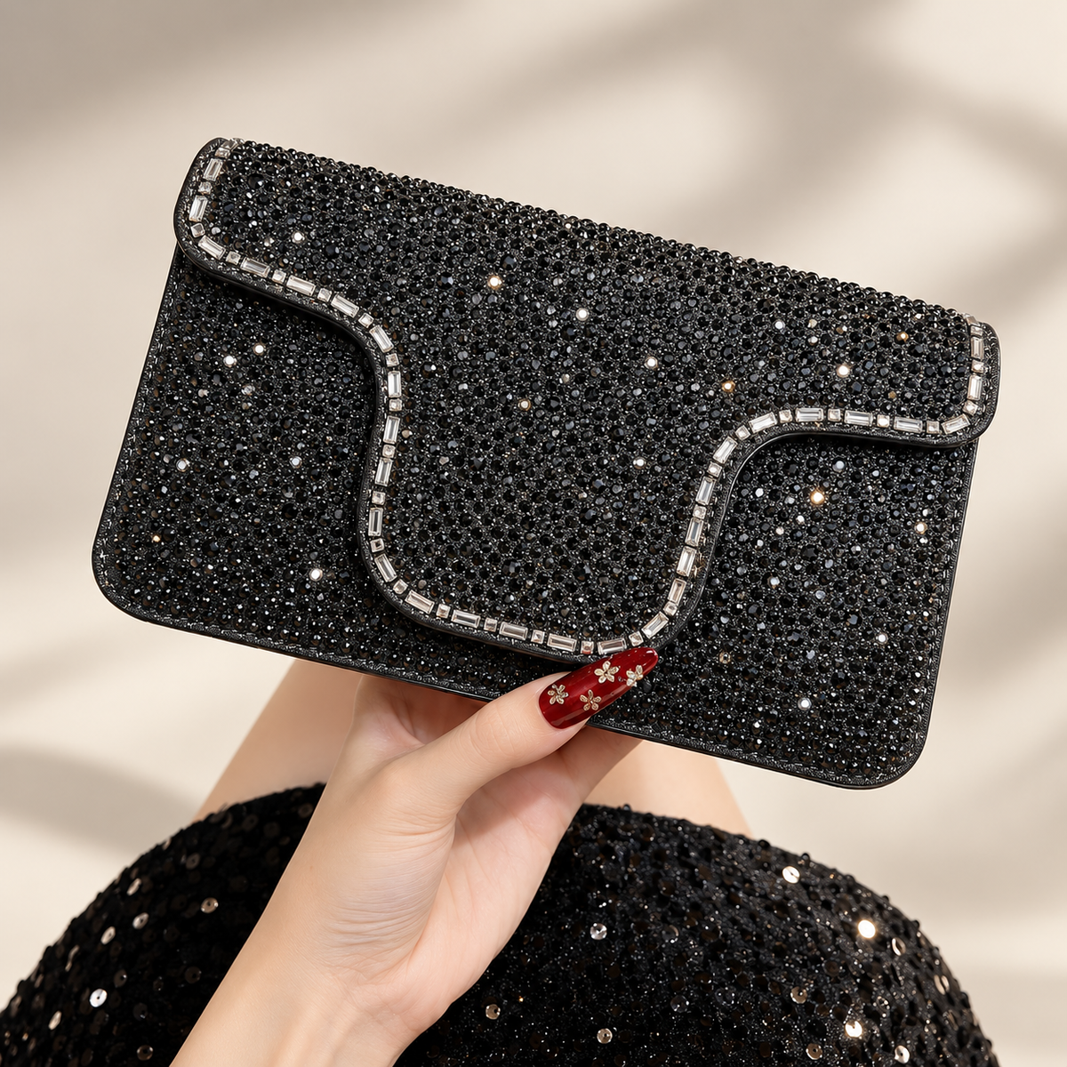 Valentina Crystal Rhinestone Evening Clutch Bag