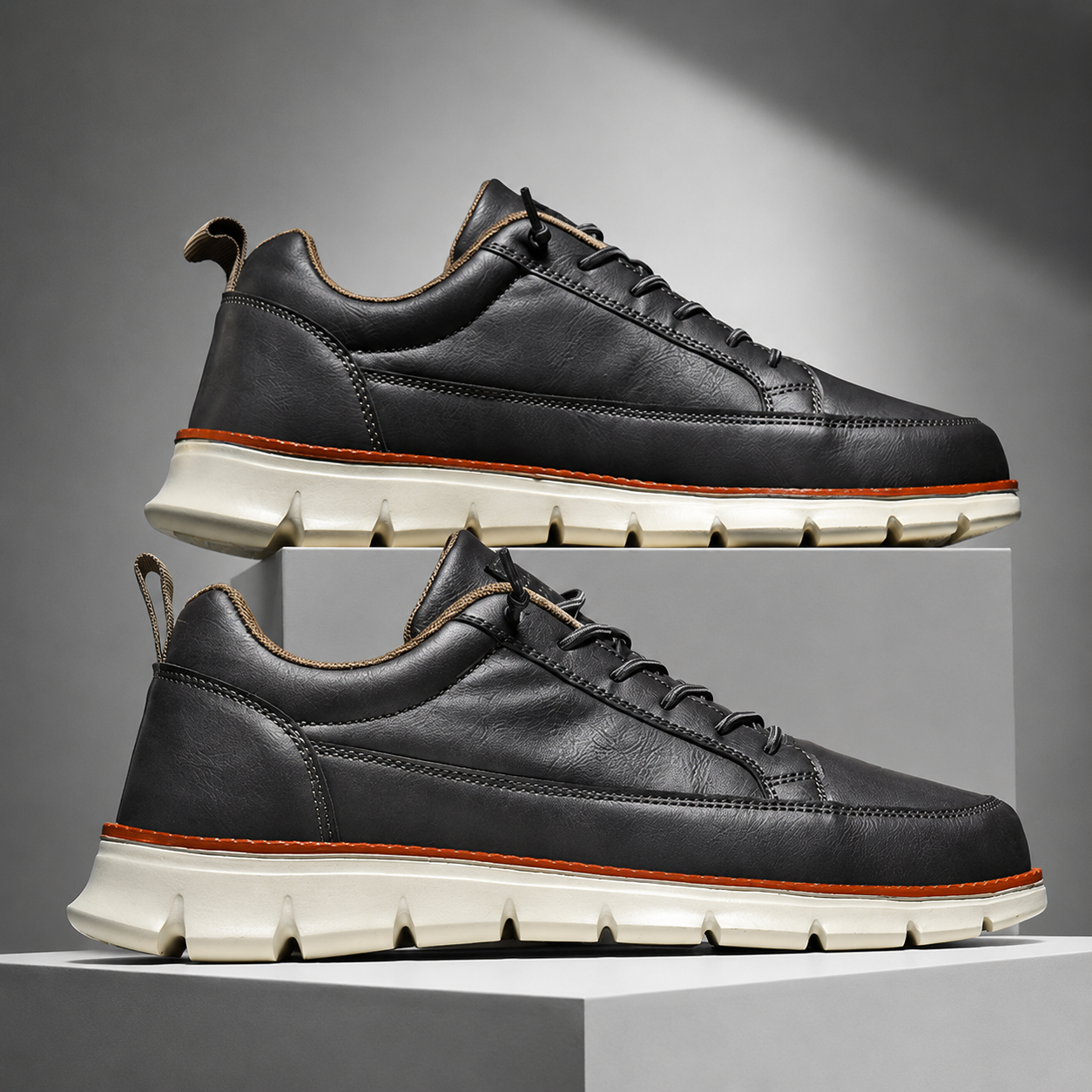 Logan Men’s Lace-Up Casual Walking Sneakers with Flexible Sole