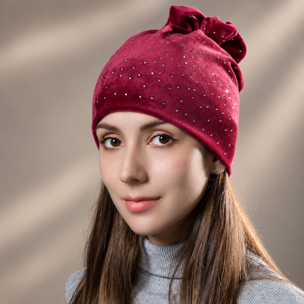 Amélie Embellished Velvet-Look Beanie