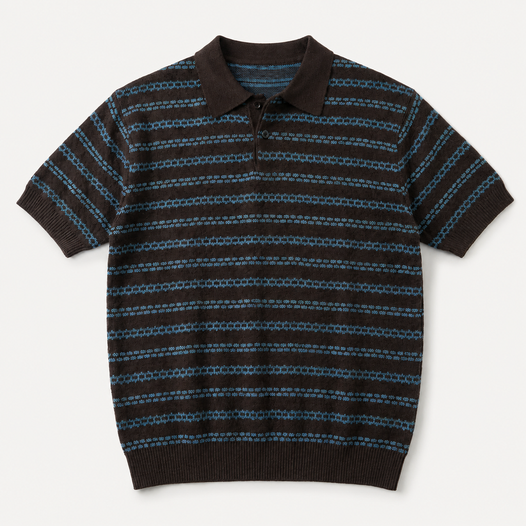 Caleb Men’s Striped Knit Polo Shirt