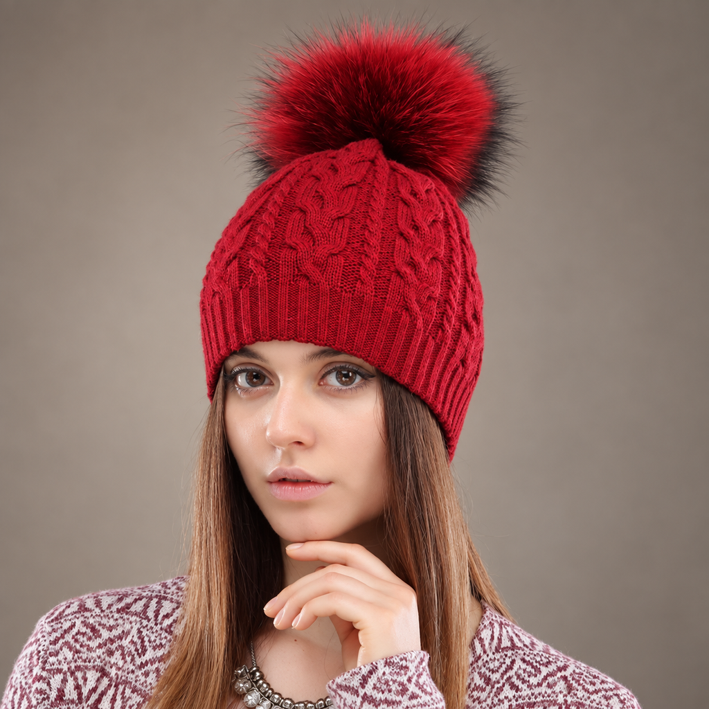 Lucia Women’s Cable Knit Pom-Pom Beanie