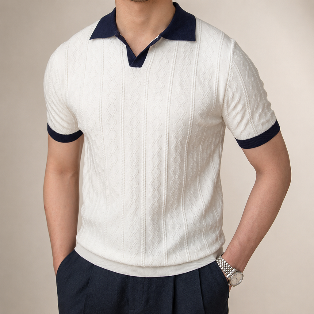 Austin Men’s Cable Knit Polo Shirt