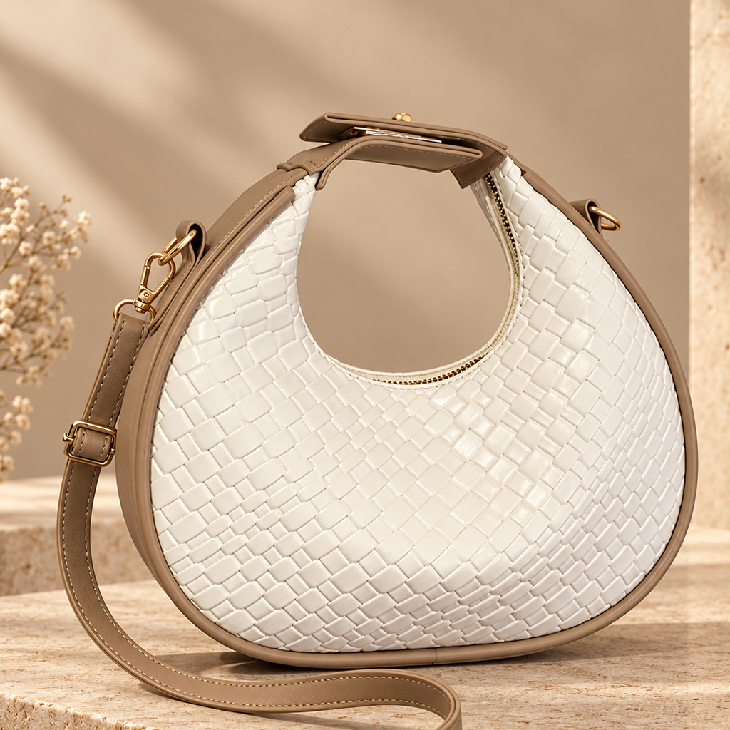 Alessia Textured Crescent Handbag