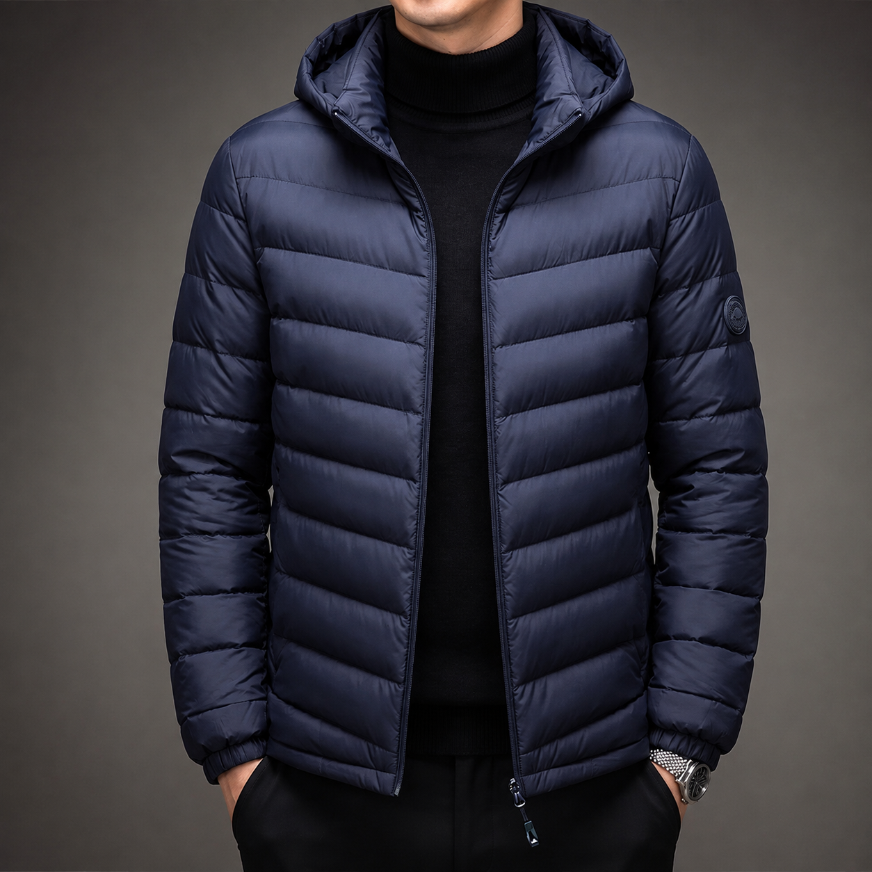 Caleb Men’s Lightweight Hooded Down Puffer Jacket