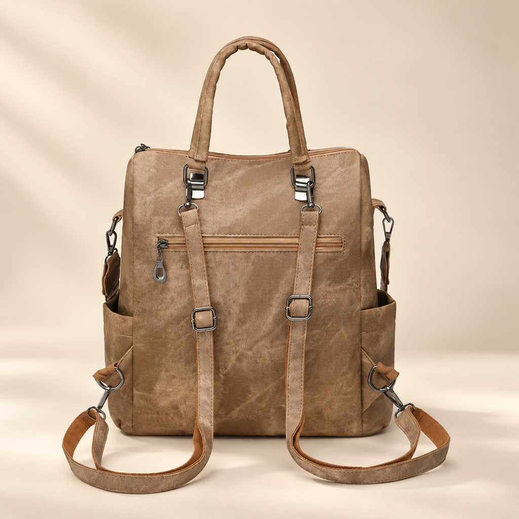 Harper Convertible Multi-Pocket Backpack Tote with Top Handles & Shoulder Strap