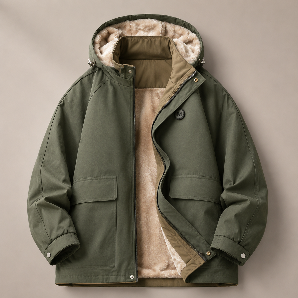 Bennett Men’s Fleece-Lined Hooded Jacket – Full-Zip Utility Winter Coat