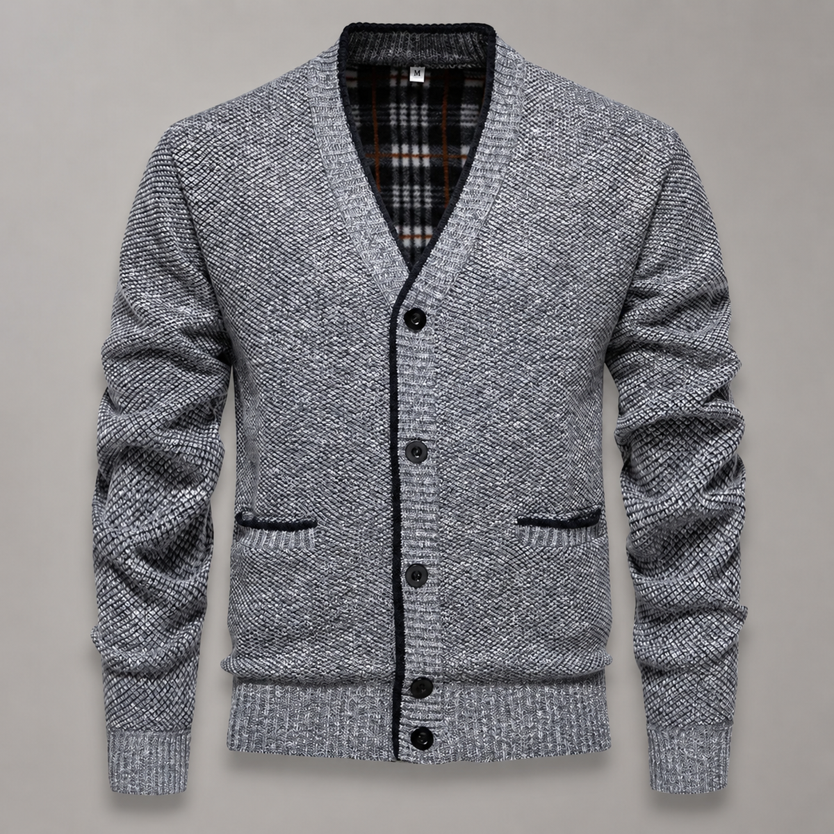 Lorenzo Textured Knit Cardigan – Button-Front V-Neck Sweater