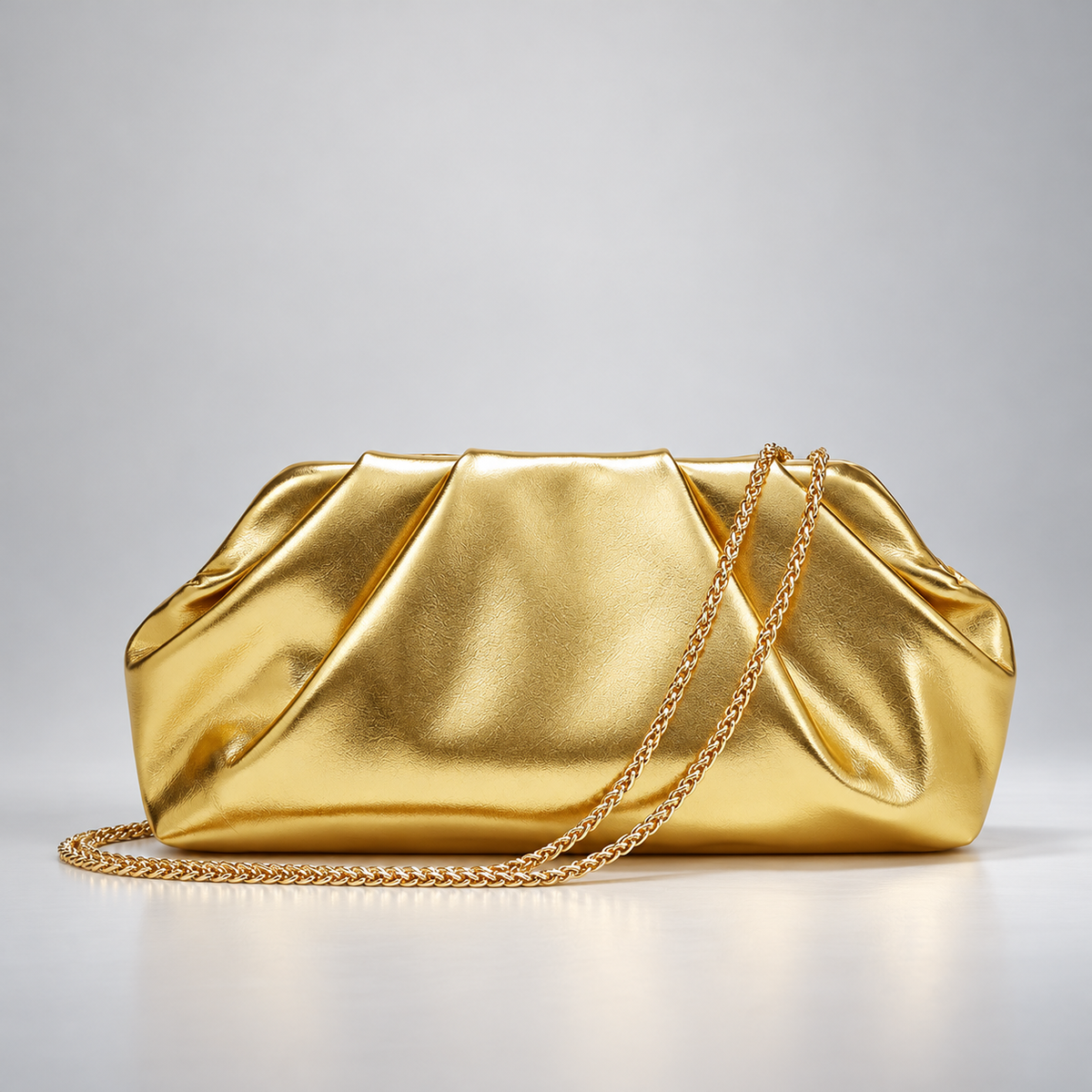 Alessia Pleated Clutch Bag with Chain Strap