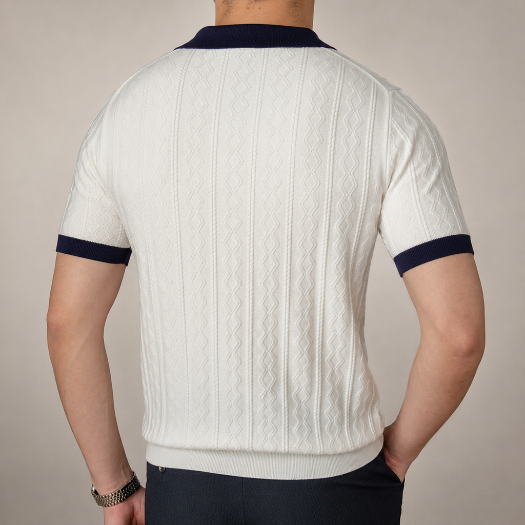 Austin Men’s Cable Knit Polo Shirt