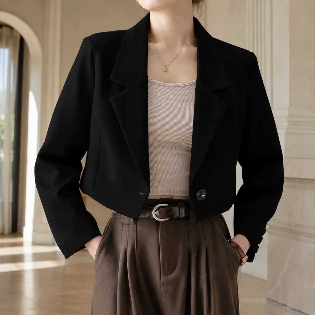 Vivienne Women's Cropped Single-Button Tailored Blazer