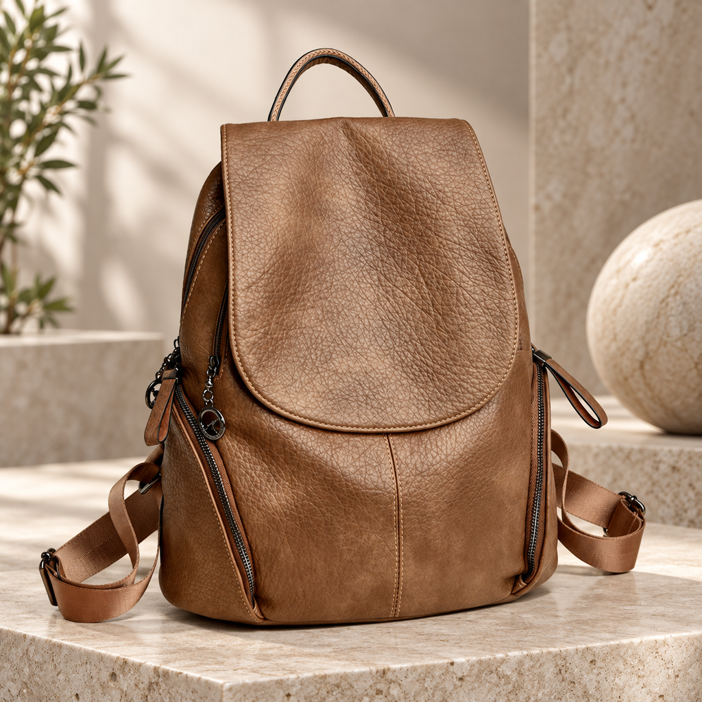Genevieve Women’s Flap Backpack – Textured Multi-Pocket Travel Daypack