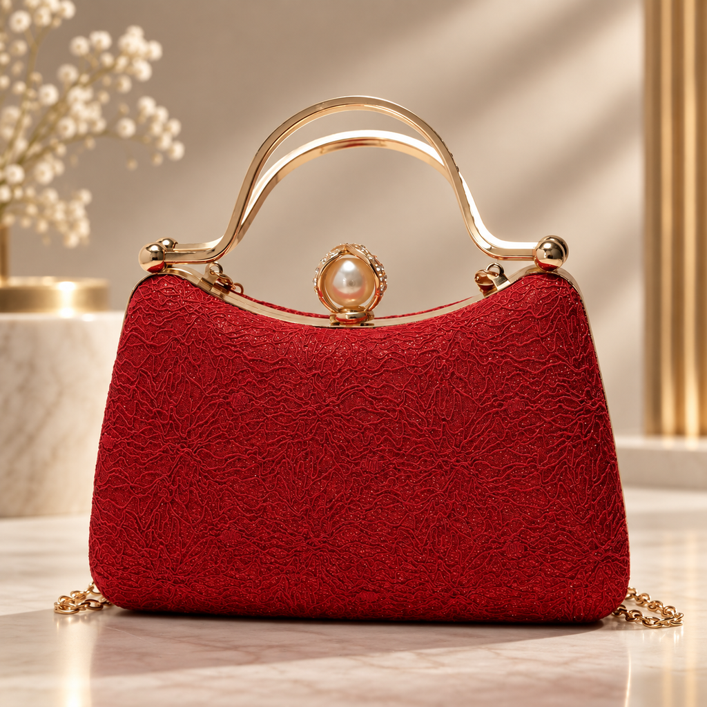 Beatrice Pearl-Clasp Evening Handbag with Top Handle