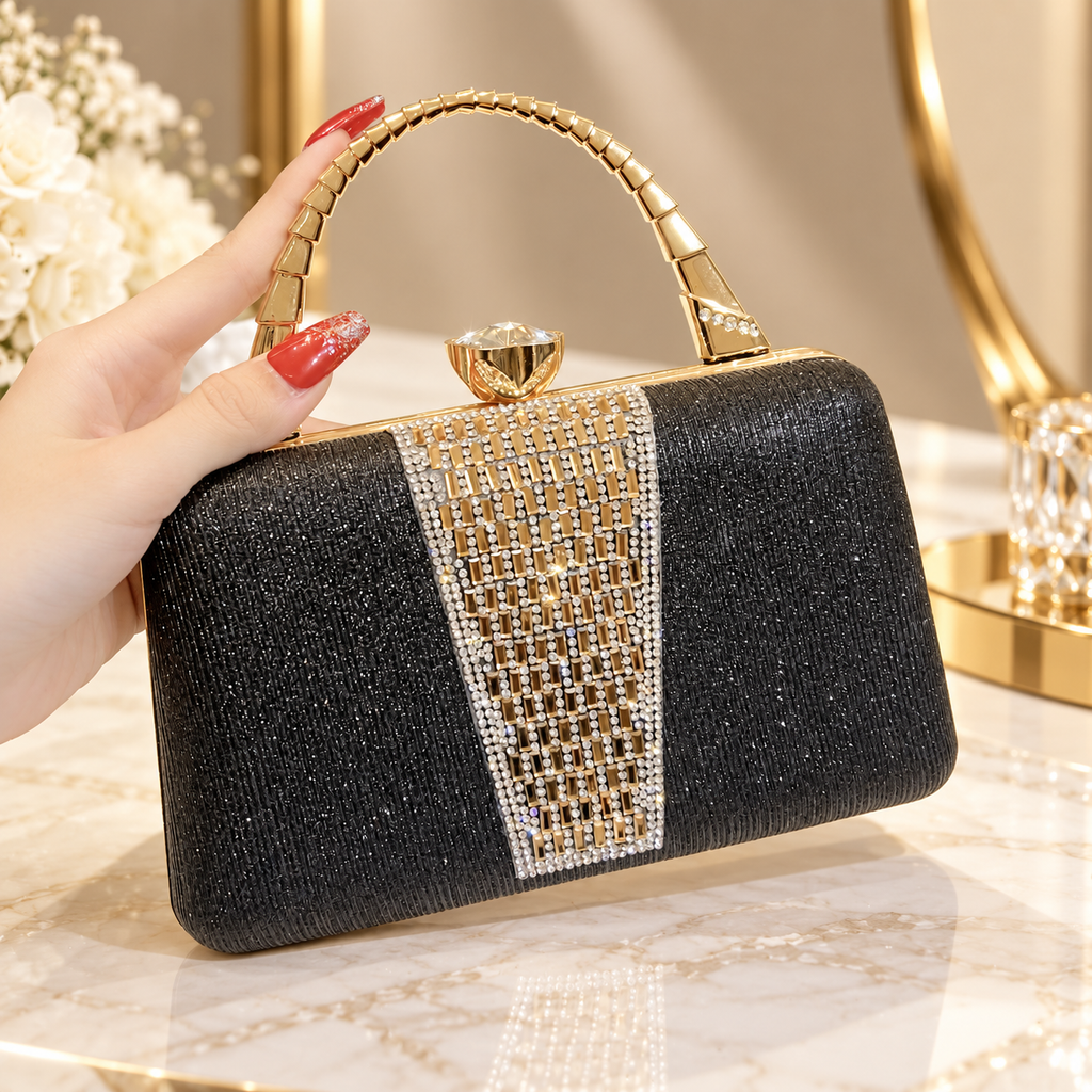 Vivienne Crystal Top Handle Evening Clutch