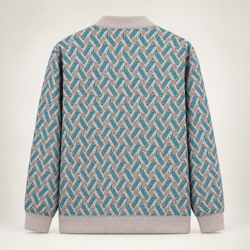 Giselle Women's Geometric Print Button-Front Knit Jacket with Stand Collar