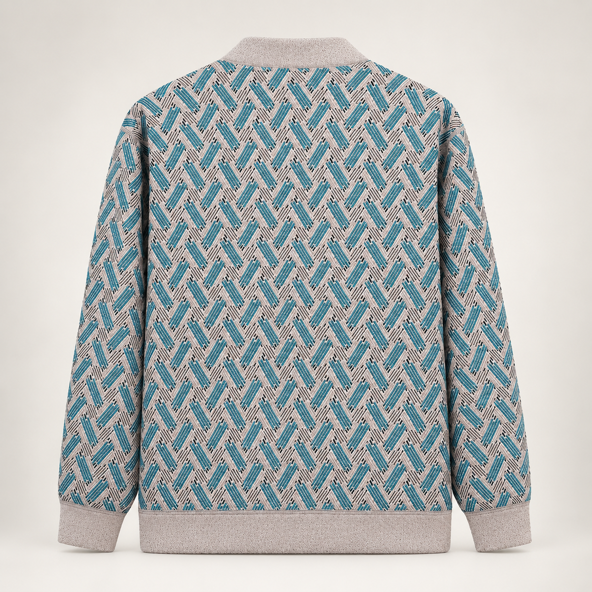 Giselle Women's Geometric Print Button-Front Knit Jacket with Stand Collar