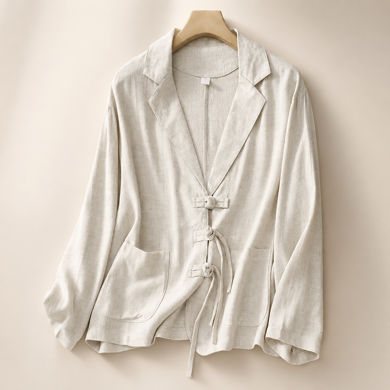Nova Women’s Linen-Blend Tie-Front Blazer with Pockets