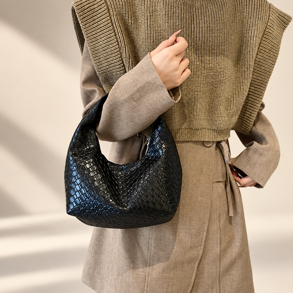 Gianna Croc-Embossed Hobo Handbag with Integrated Top Handle