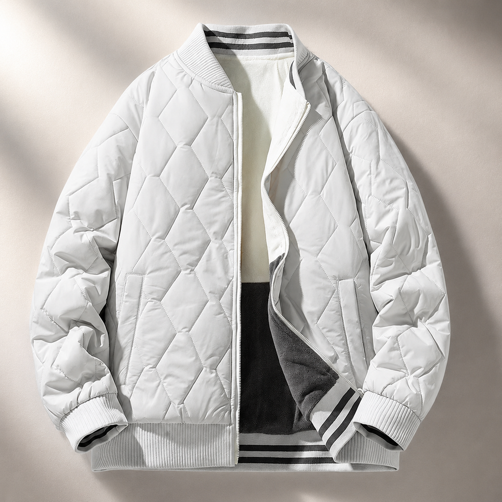 Theo Reversible Quilted Bomber Jacket – Color-Block Zip-Up Jacket