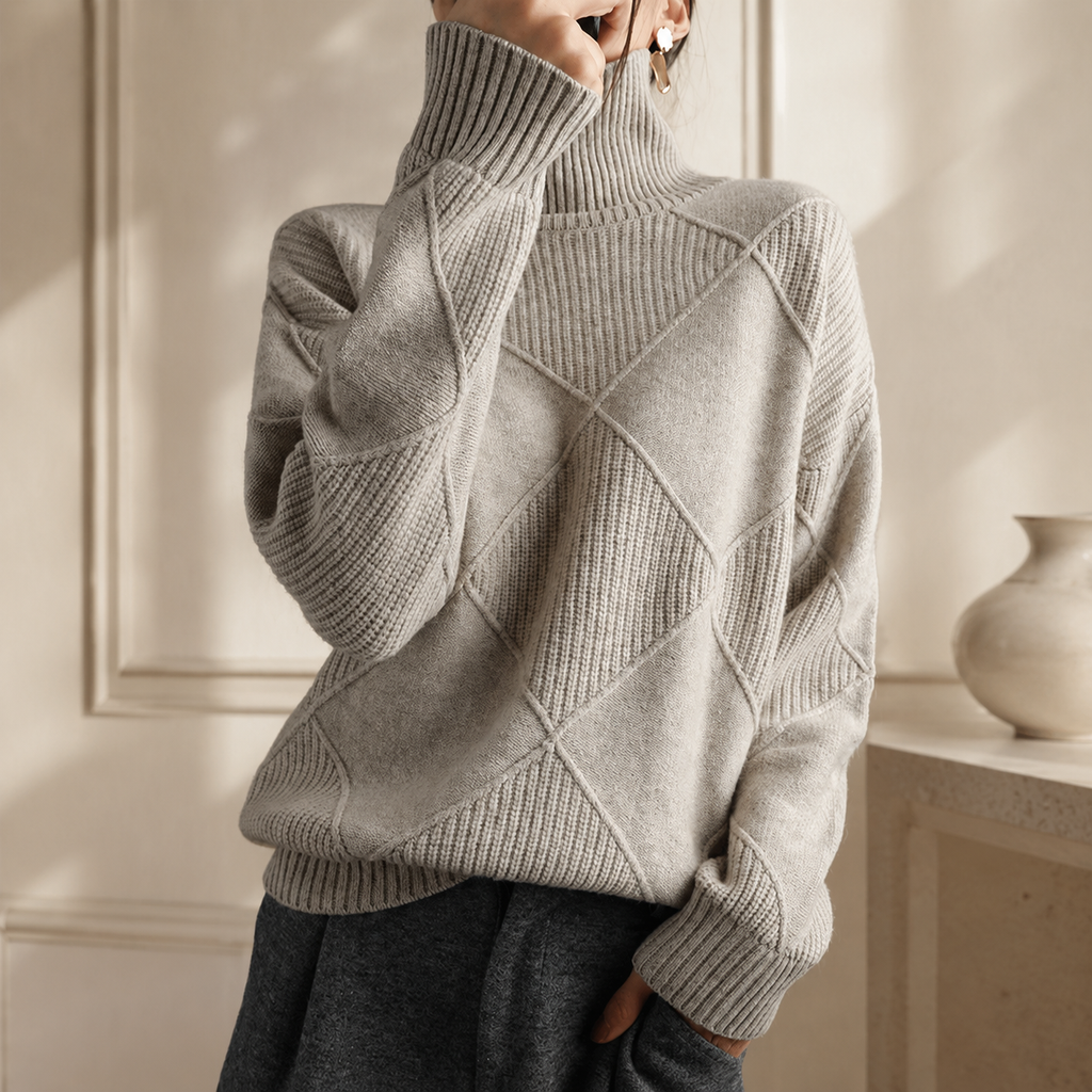 Luciana Women’s Checkered Turtleneck Sweater