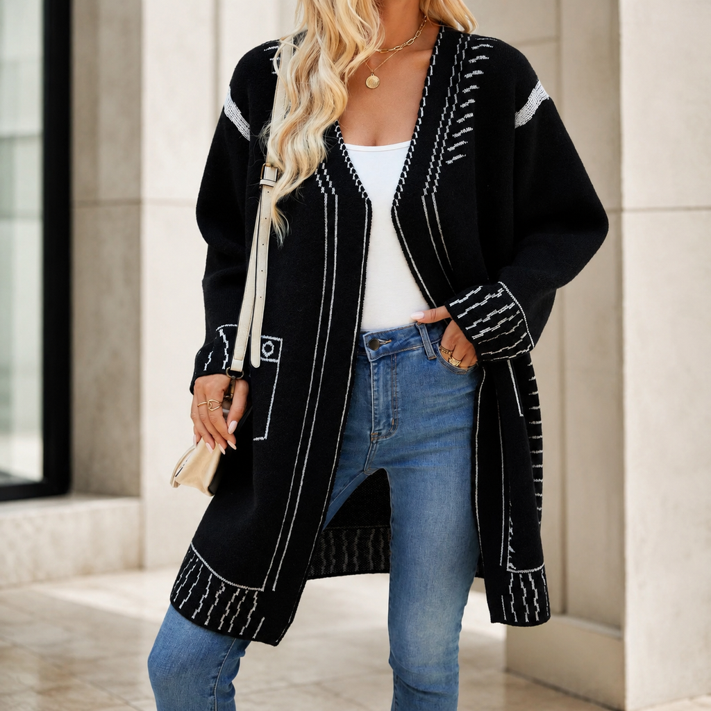 Beatrice Women's Graphic Button-Front Cardigan