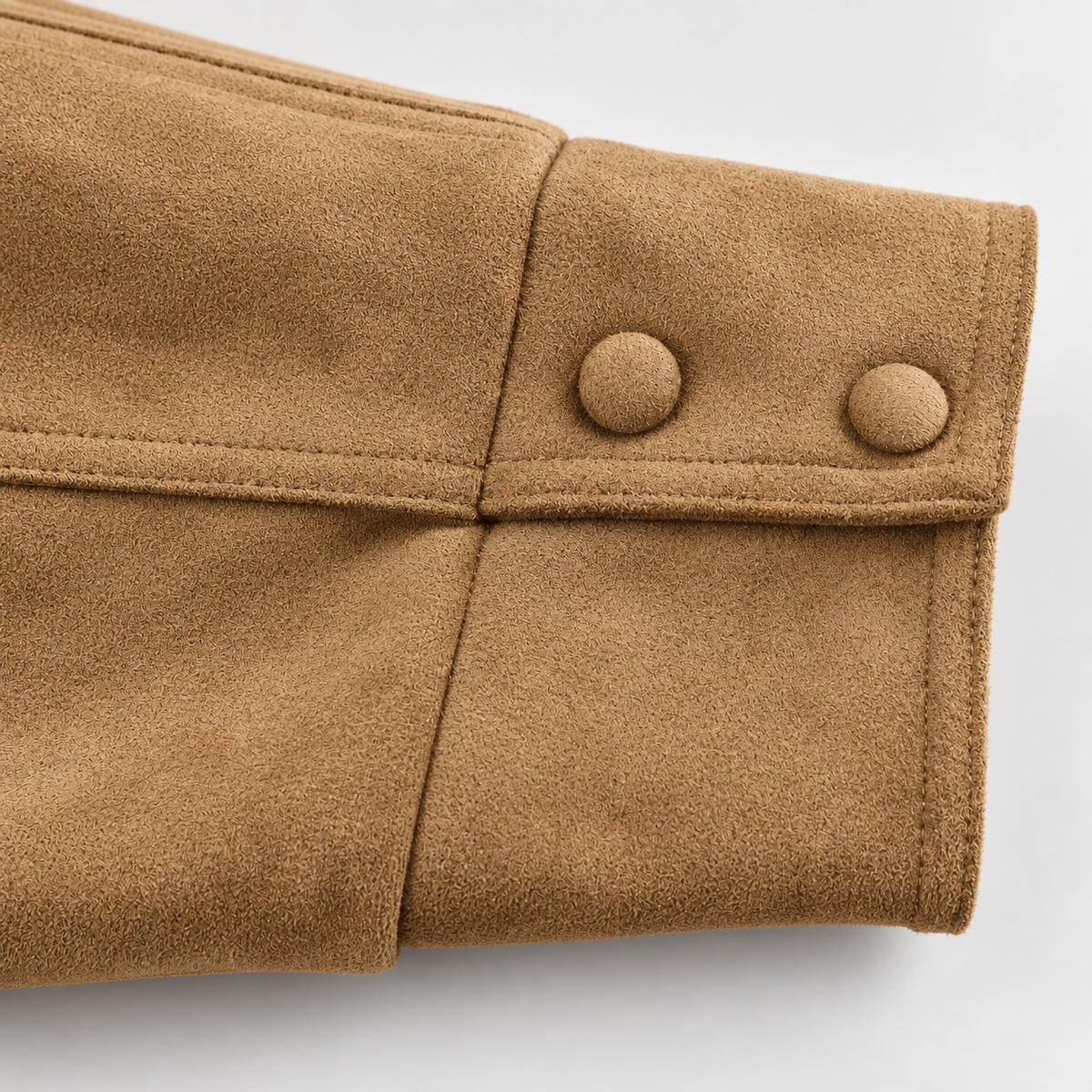 Lucienne Belted Suede-Look Jacket – High Neck Women’s Short Coat