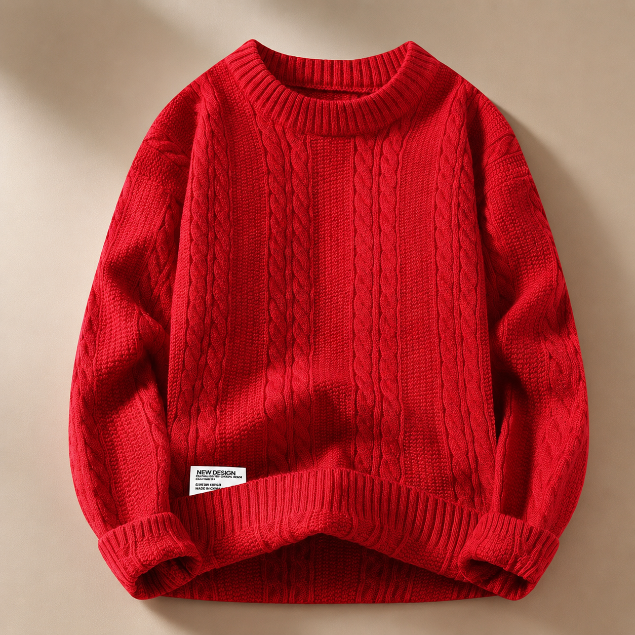 Callum Cable-Knit Crewneck Sweater – Textured Long Sleeve Pullover