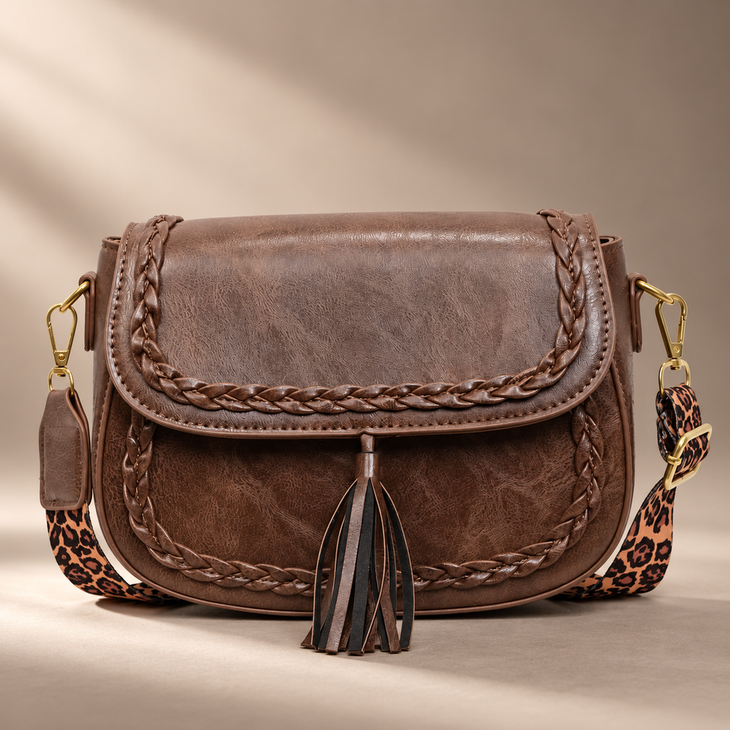 Rosalie Braided Tassel Crossbody Bag – Vintage-Inspired Saddle Shoulder Handbag
