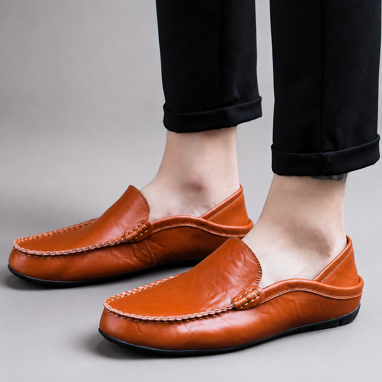 Nathan Men’s Genuine Leather Slip-On Loafers