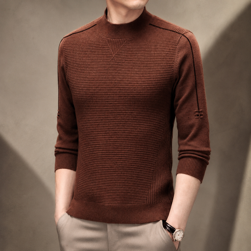 Luca Moretti Men’s Textured Mock-Neck Knit Sweater