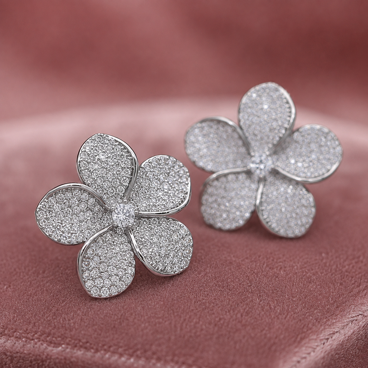 Madison Bloom Crystal Flower Stud Earrings