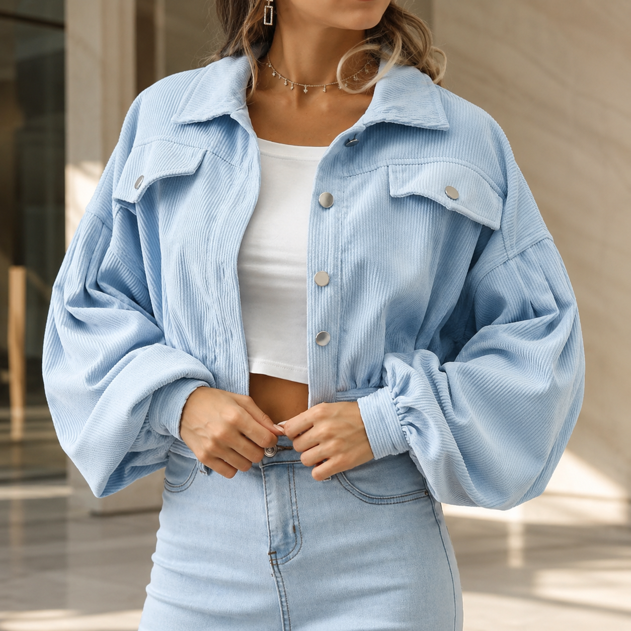Reagan Cropped Corduroy Jacket