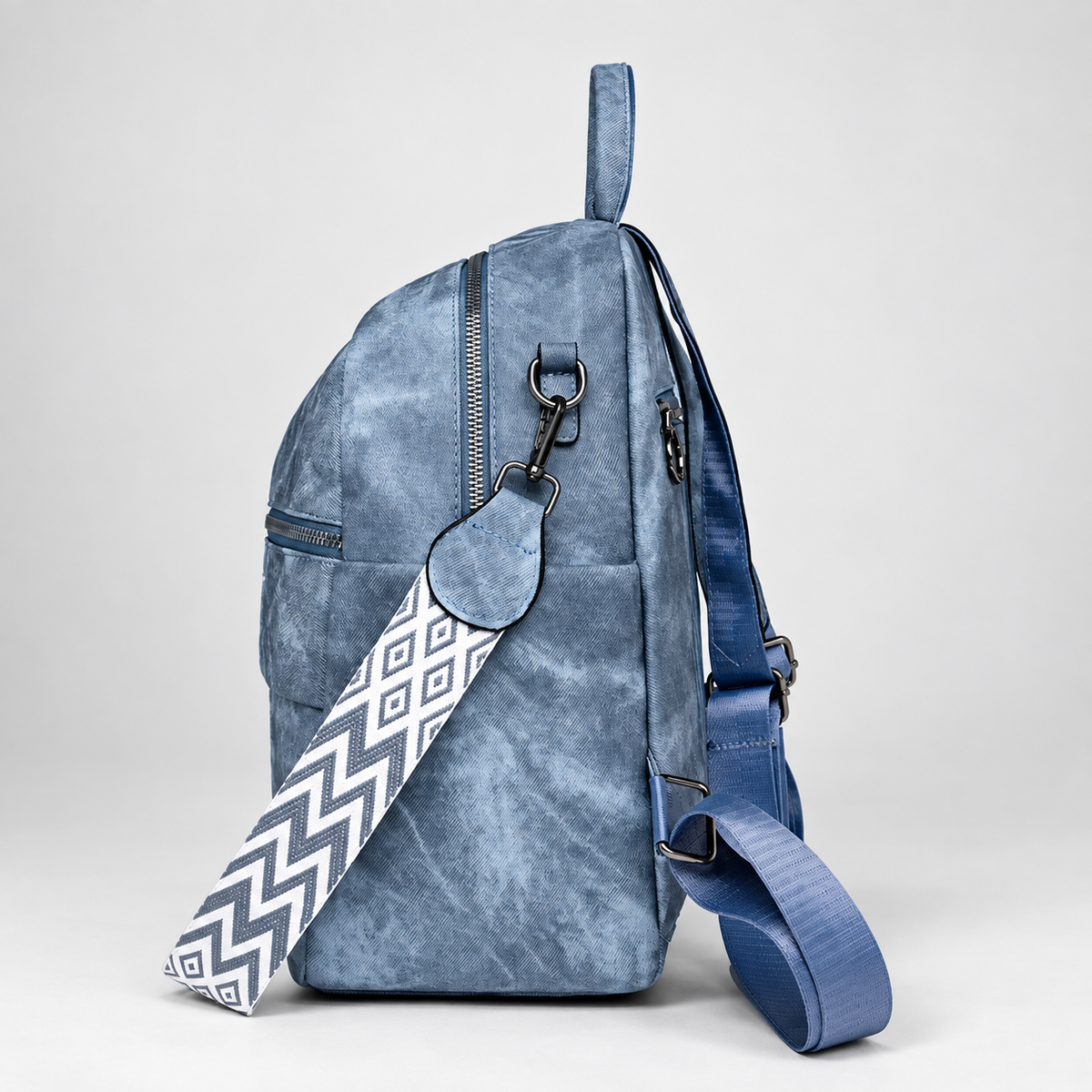 Bianca Convertible Textured Backpack – Multi-Zip Shoulder Bag with Top Handle