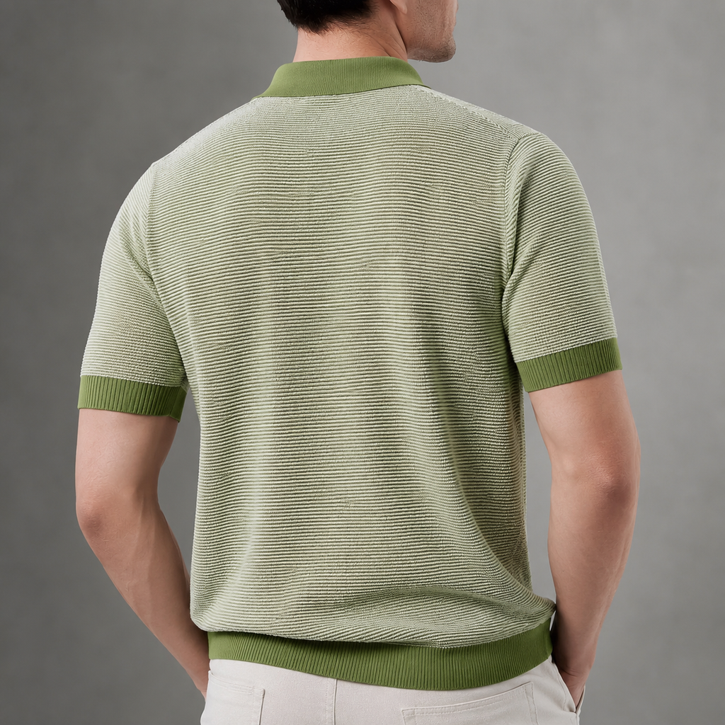 Thomas Men’s Textured Quarter-Zip Polo Shirt