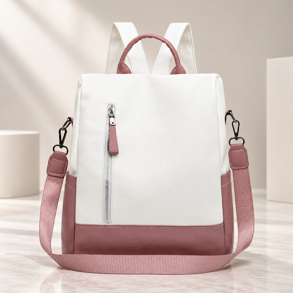 Colette Women’s Anti-Theft Convertible Backpack Purse – Two-Tone Shoulder Bag with Rear Access