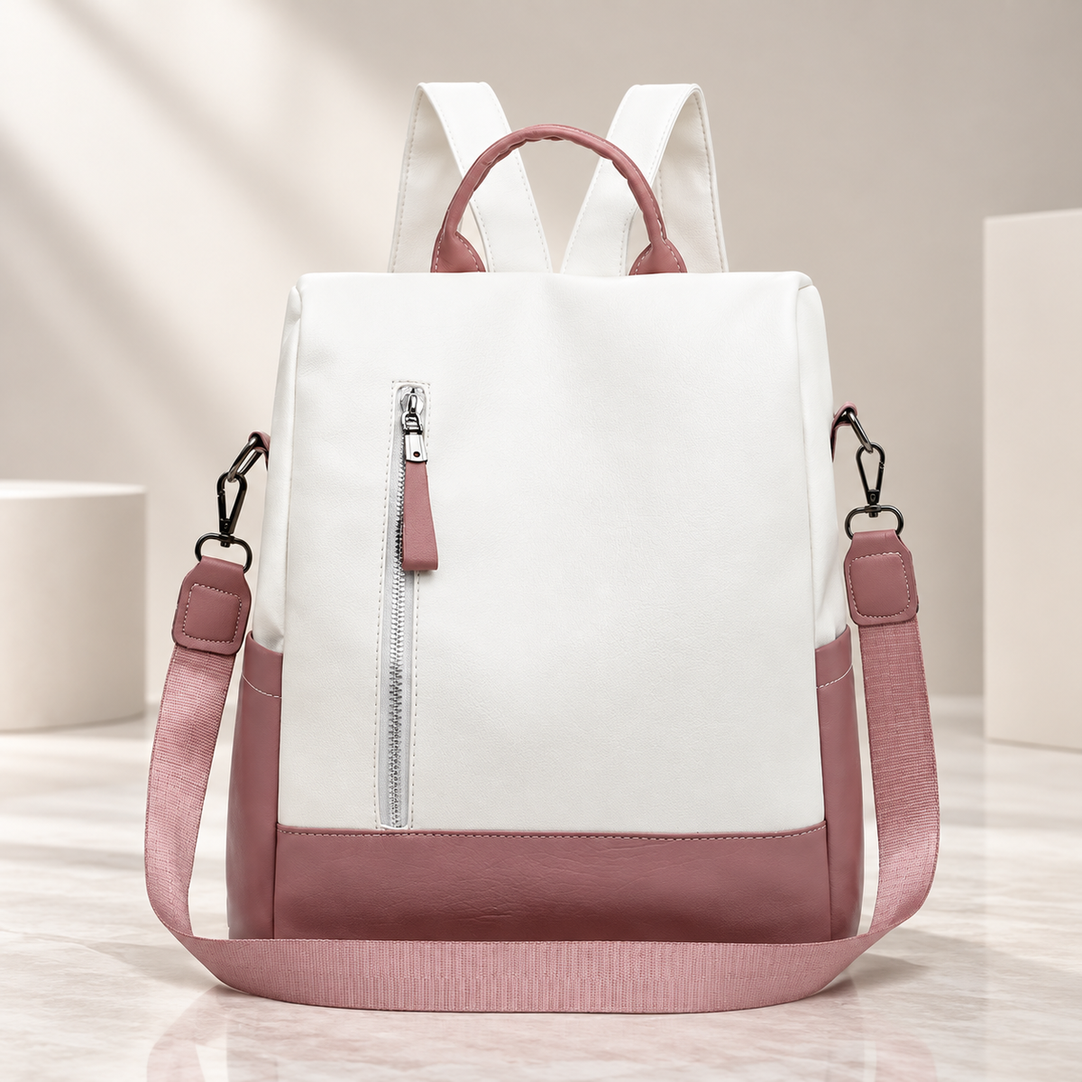 Colette Women’s Anti-Theft Convertible Backpack Purse – Two-Tone Shoulder Bag with Rear Access