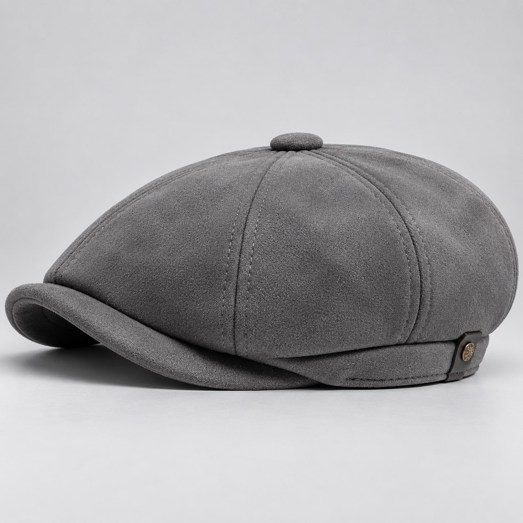 Edmund Suede-Look Newsboy Cap with Short Brim