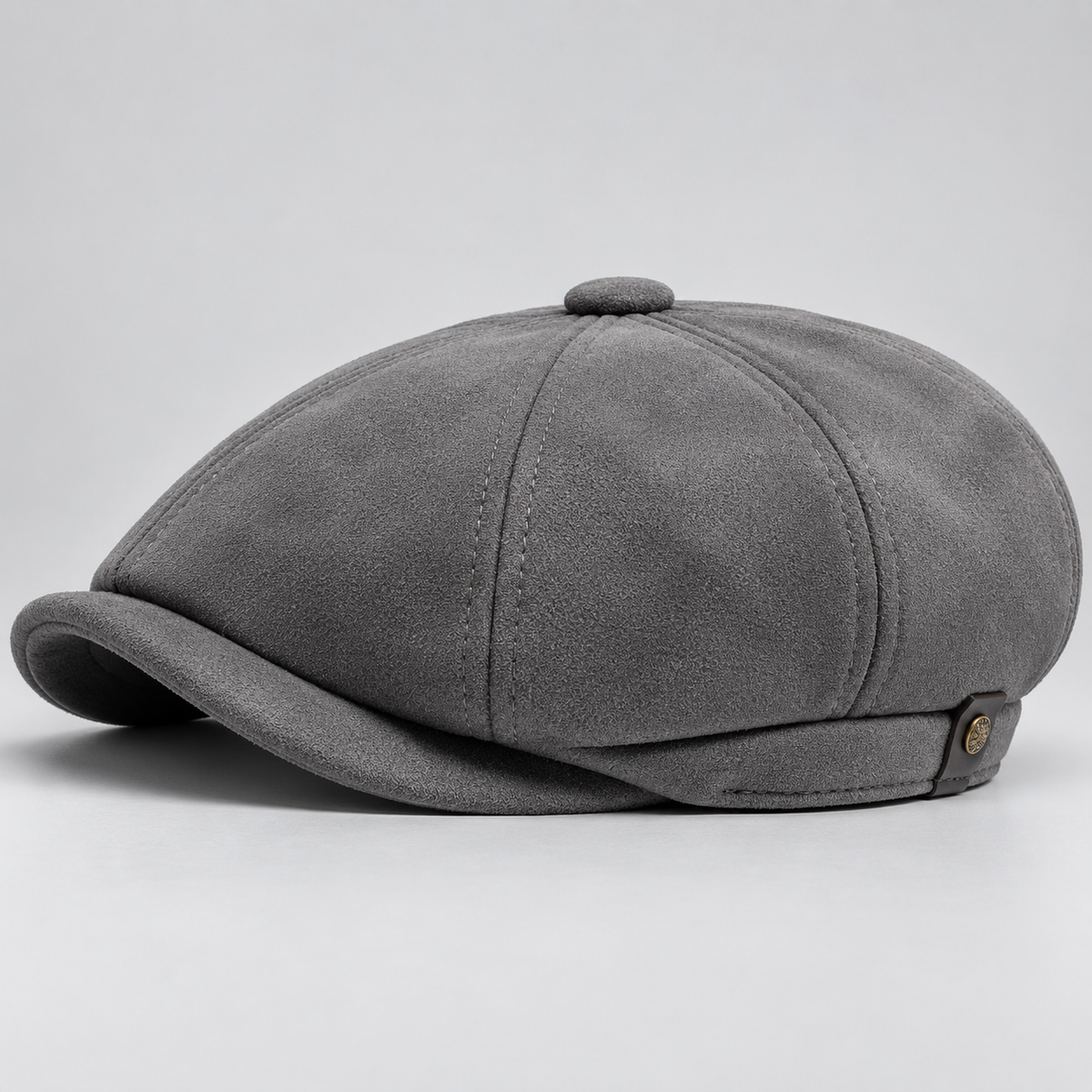 Edmund Suede-Look Newsboy Cap with Short Brim