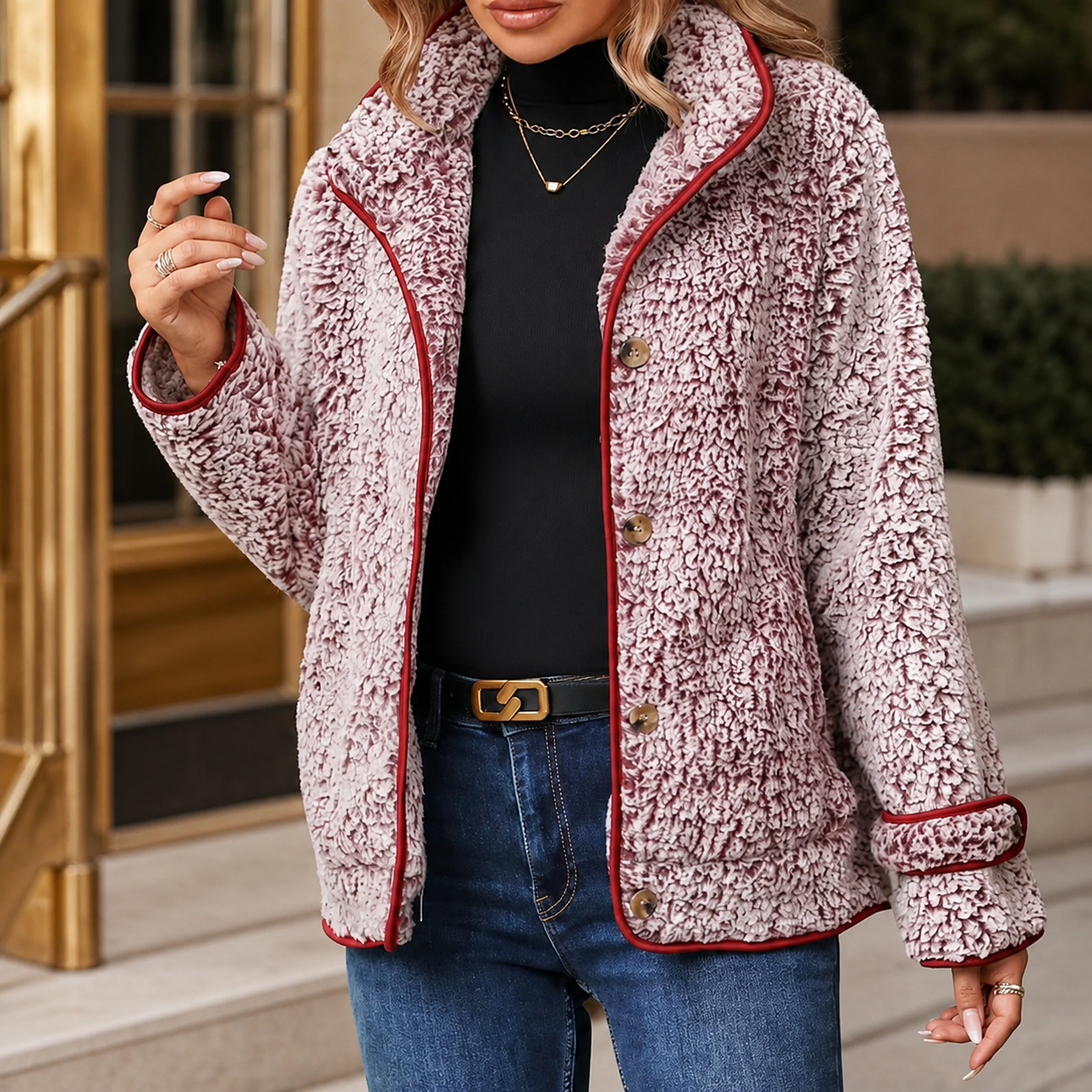 Marlowe Sherpa-Lined Textured Jacket