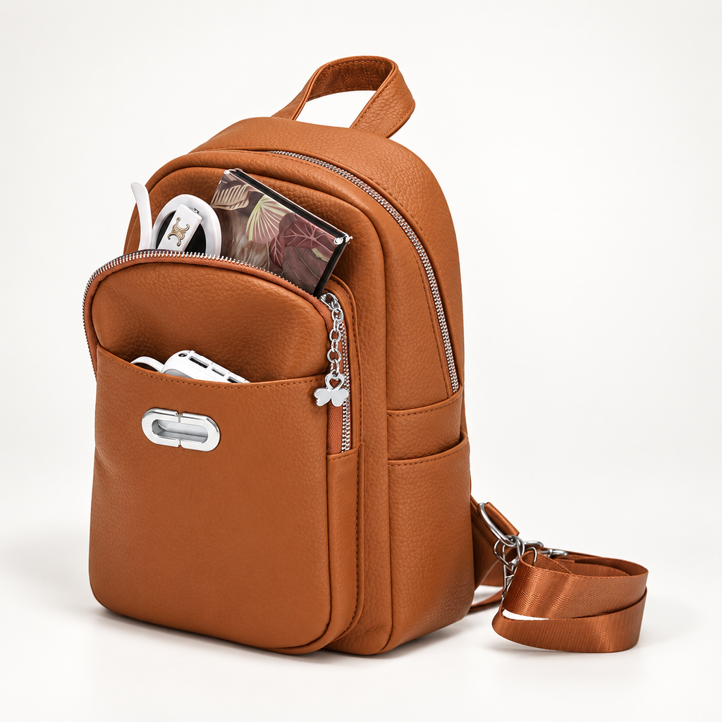 Genevieve Pebbled Everyday Backpack with Front Pocket