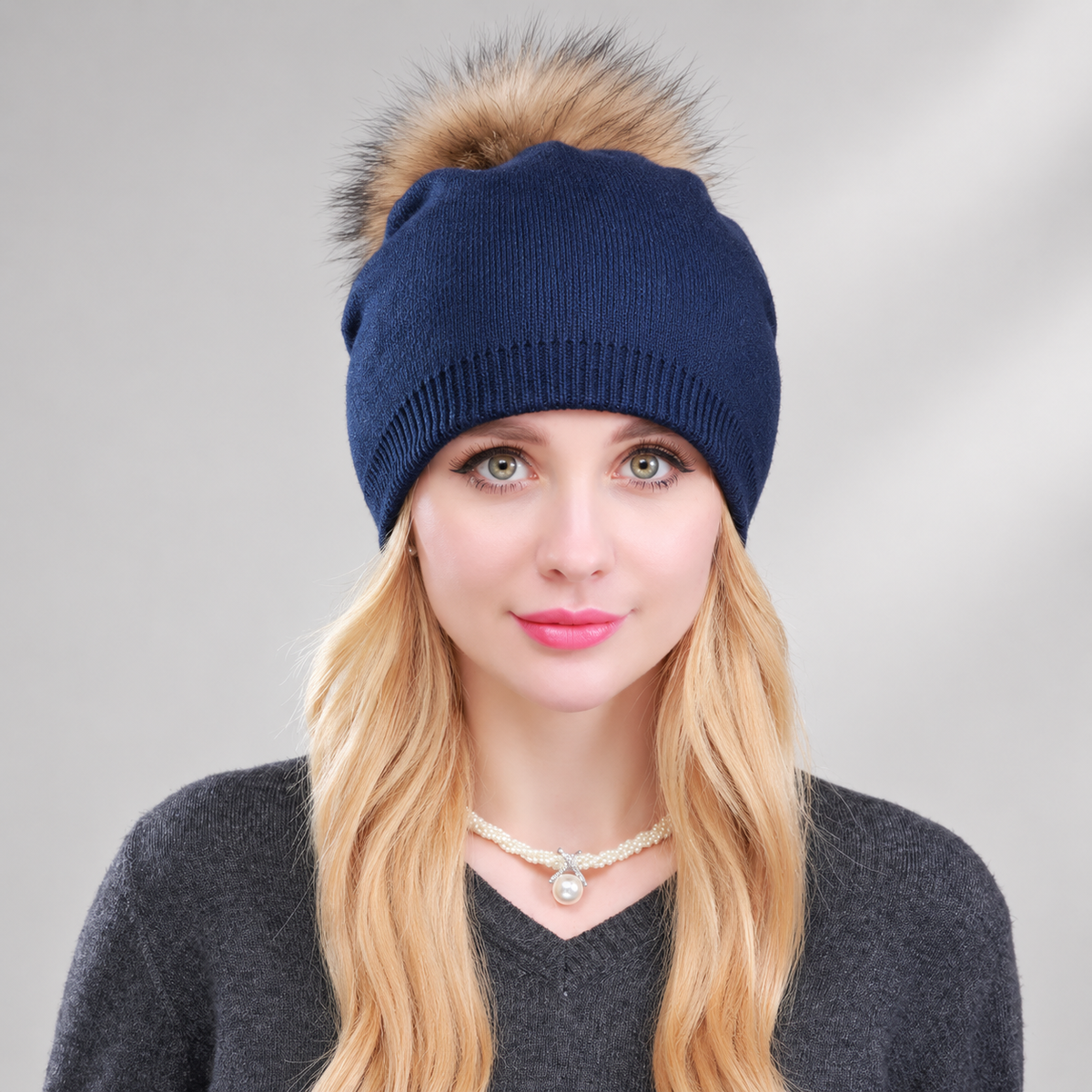 Elena Women’s Knit Pom-Pom Beanie – Soft Winter Hat
