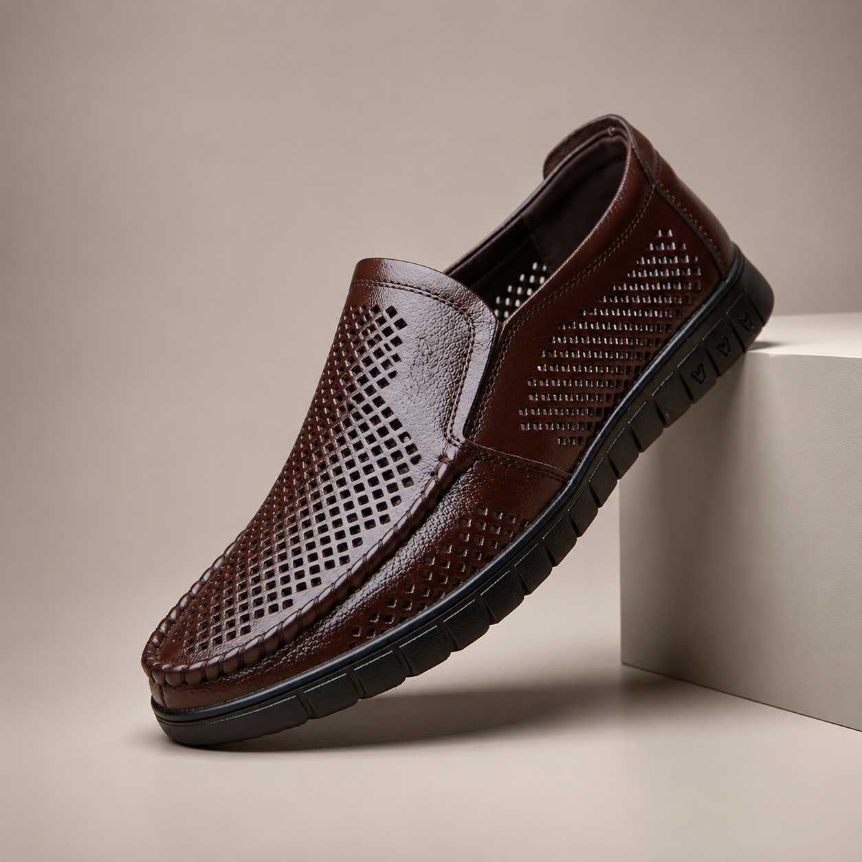 Bennett Men’s Genuine Leather Perforated Slip-On Loafers