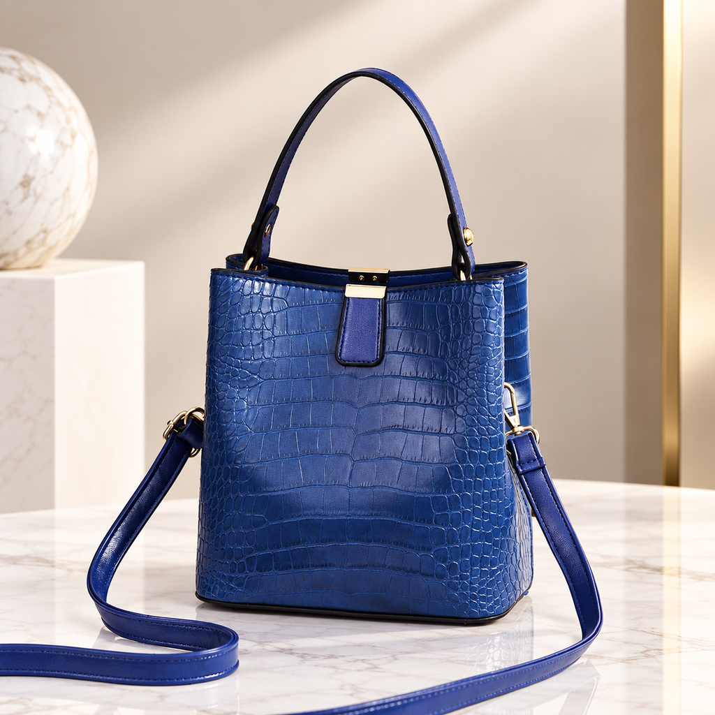 Isadora Women’s Croc-Embossed Top Handle Handbag – Structured Shoulder & Crossbody Bag