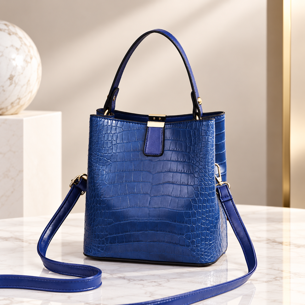 Isadora Women’s Croc-Embossed Top Handle Handbag – Structured Shoulder & Crossbody Bag