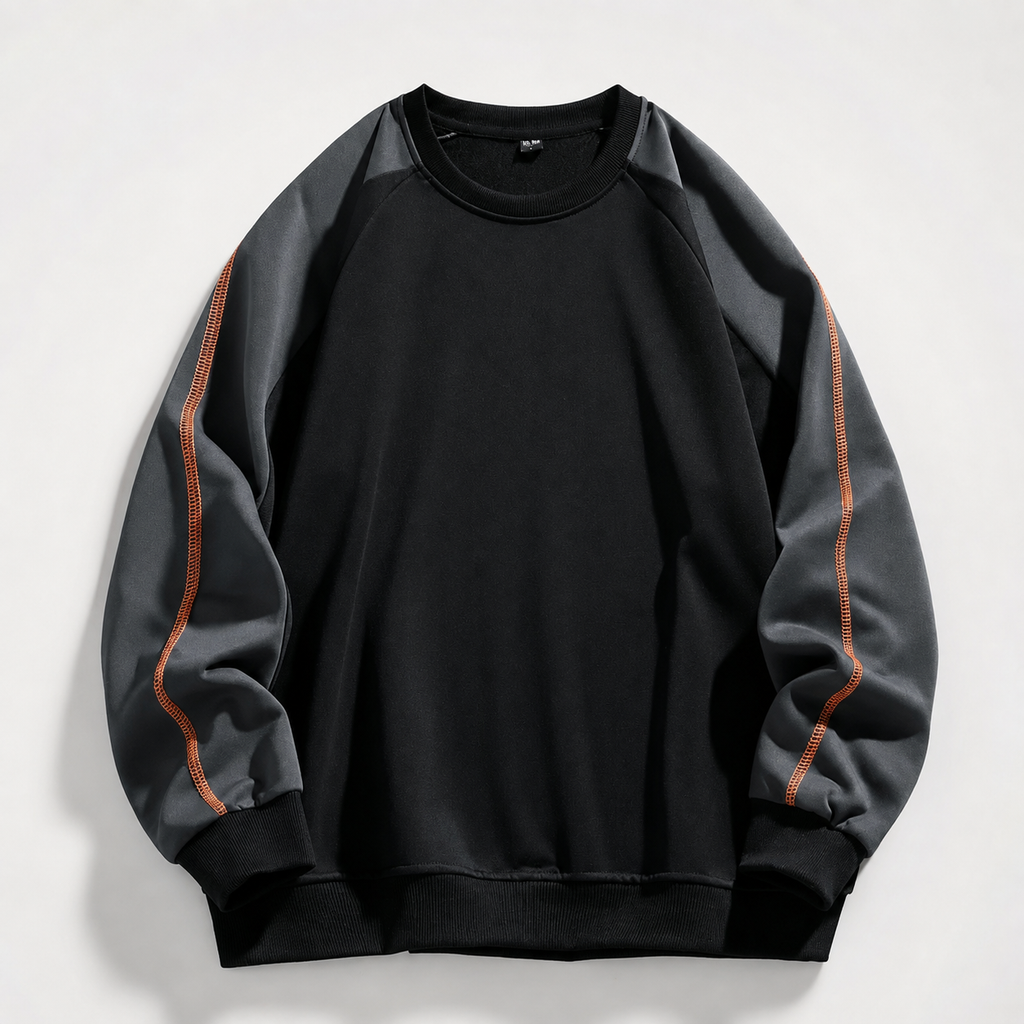 Preston Color-Block Raglan Crewneck Sweatshirt – Long Sleeve Contrast Pullover